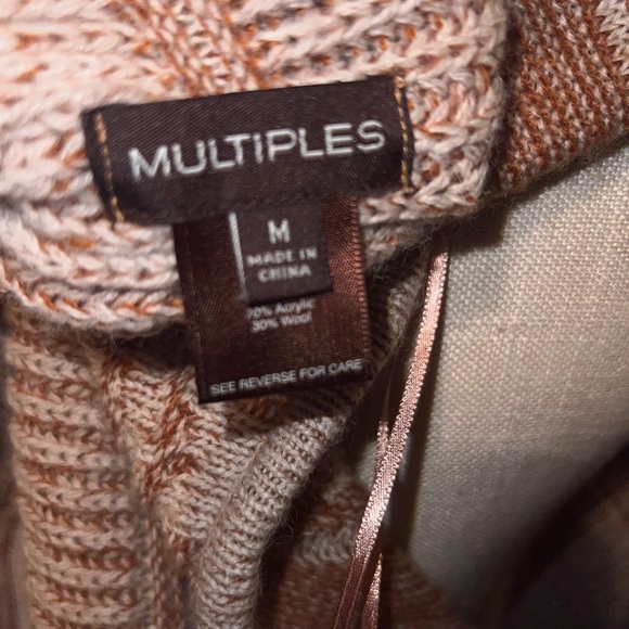 multiples  Open Front Long Cardigan Sweater Vest  Size M orange Aztec Sleeveless - Picture 11 of 11